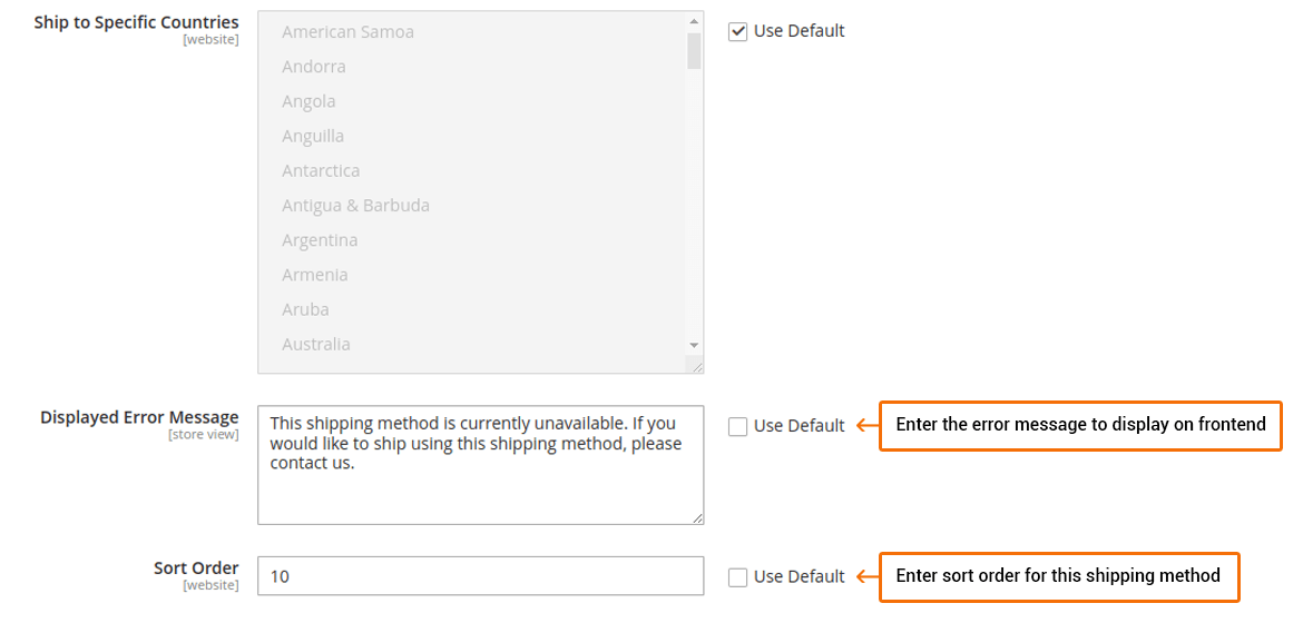 Shipping Table Rates configuration 2