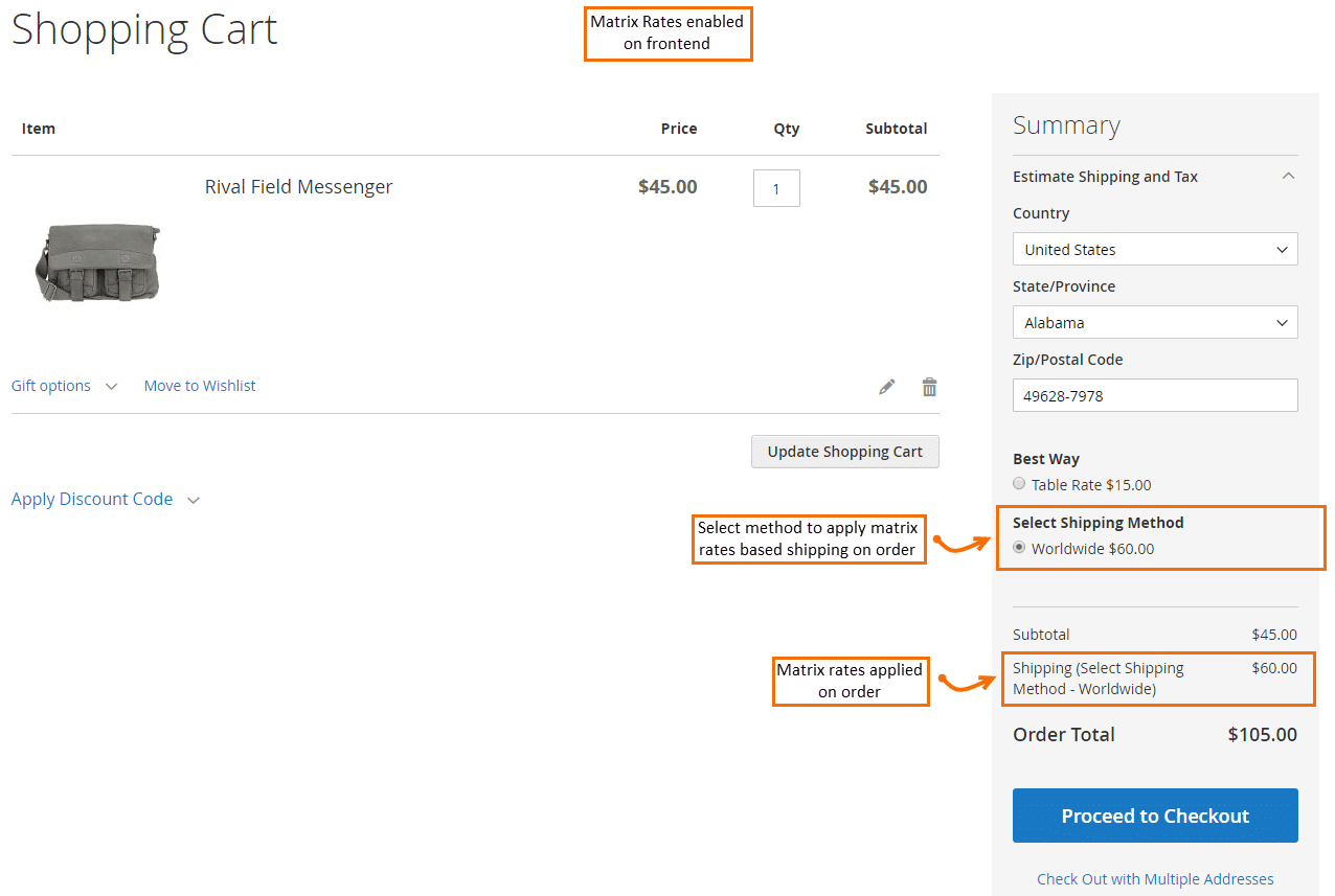 Shipping Table Rates frontend